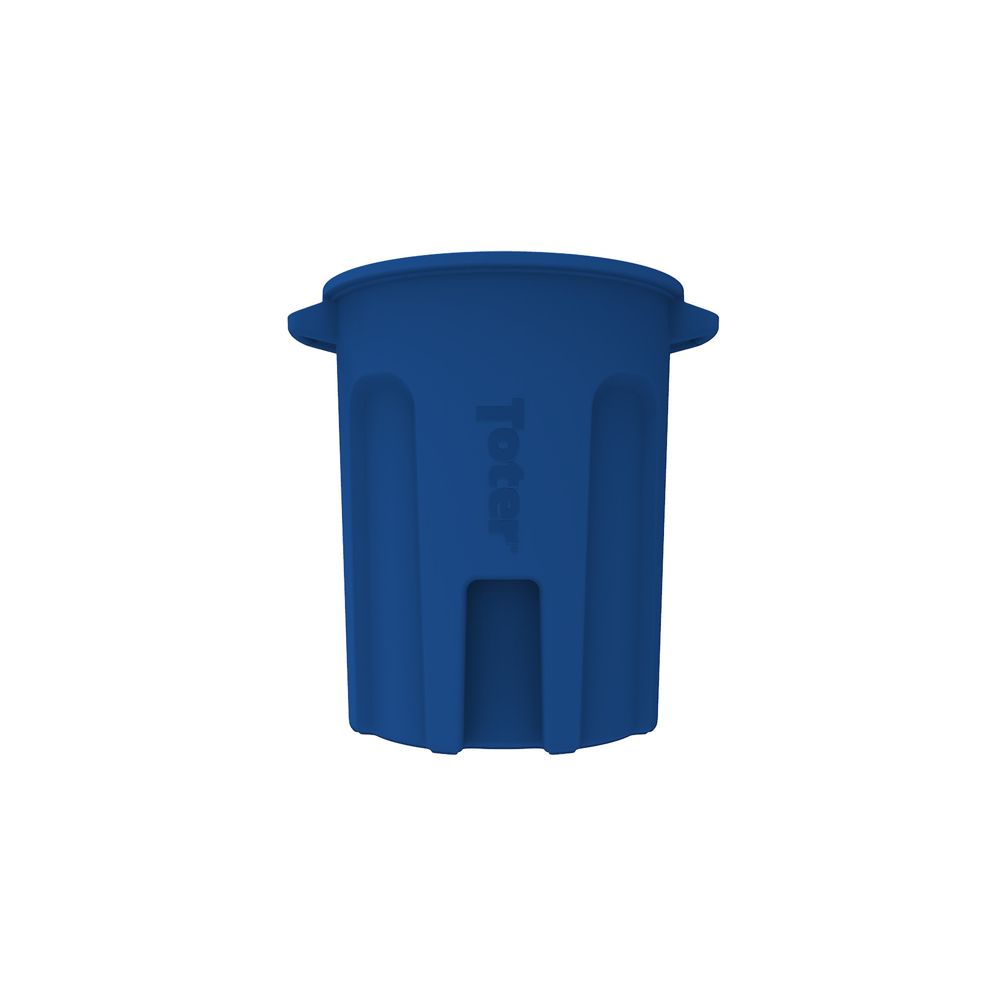 TOTER Round Trash Can - 55-Gallon, Molded Plastic, Lift Handle, Blue, Model# RND55-B